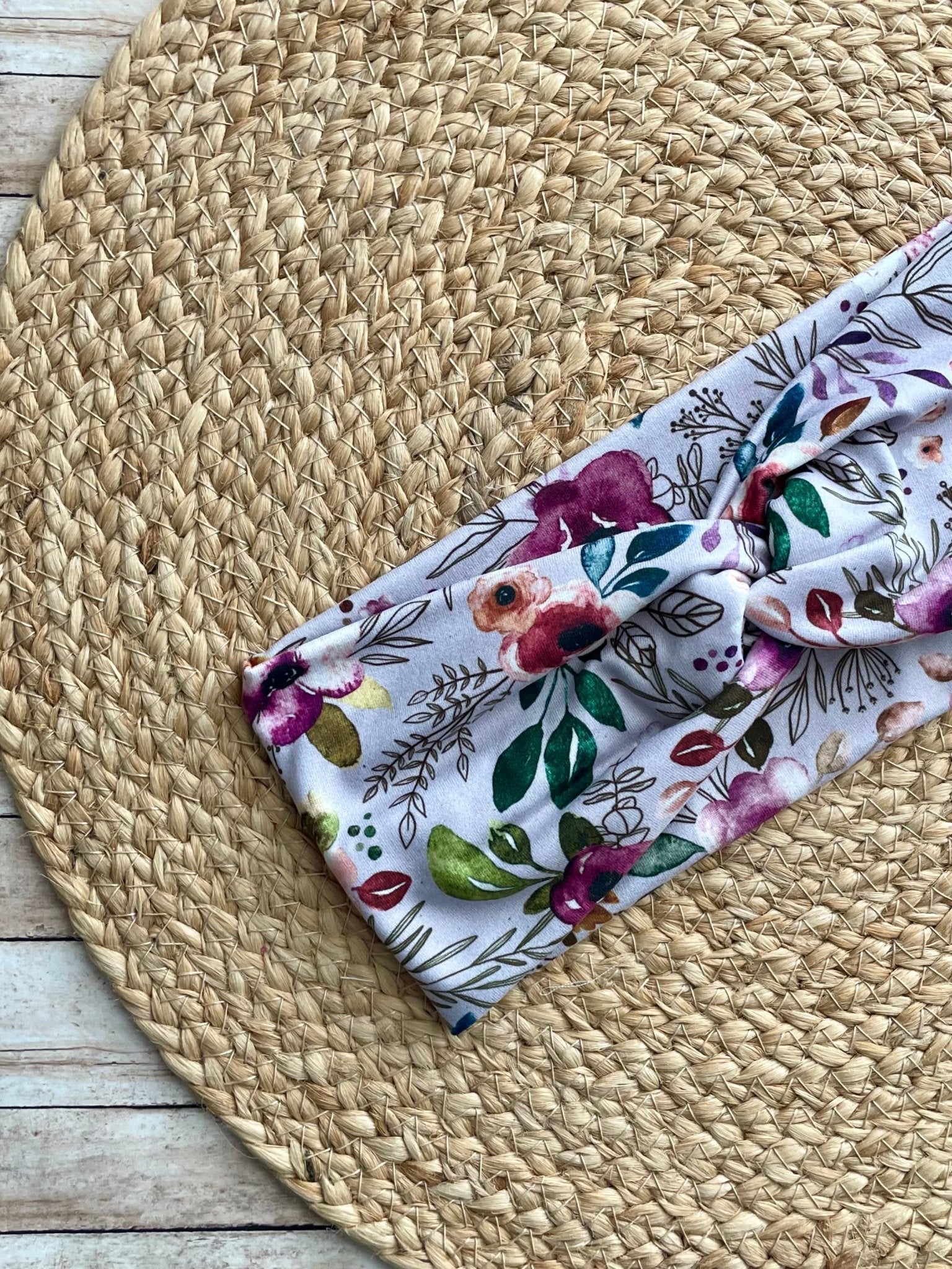 Purple Boho Floral Knit Twist Headband - La Vie Est Belle