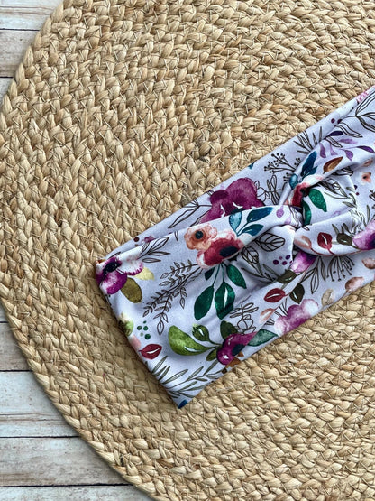 Purple Boho Floral Knit Twist Headband - La Vie Est Belle