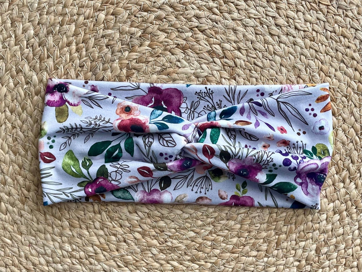 Purple Boho Floral Knit Twist Headband - La Vie Est Belle