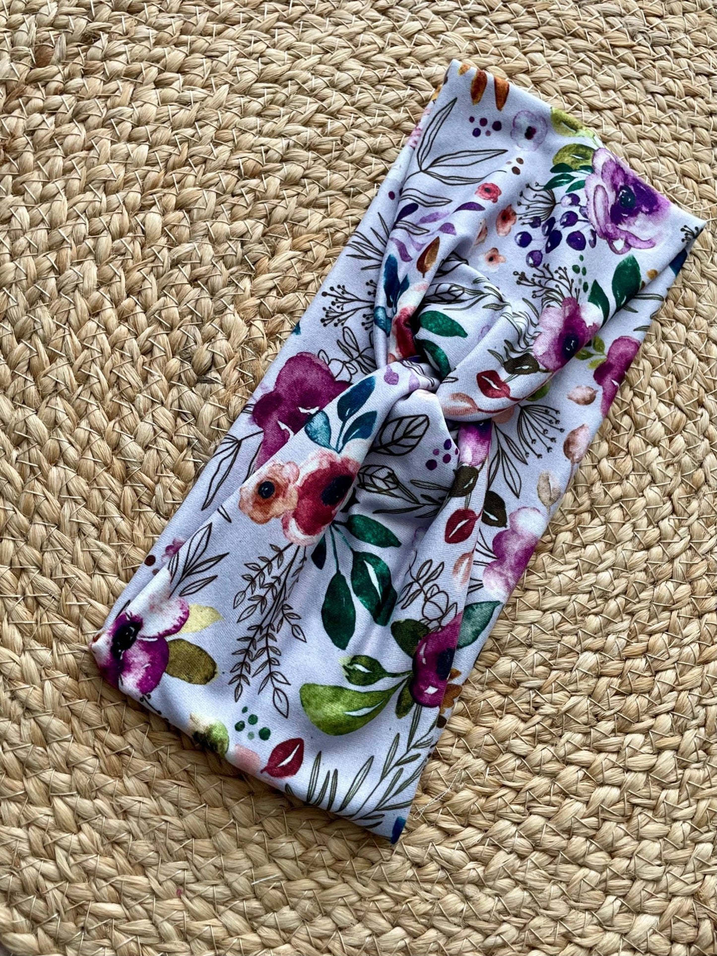 Purple Boho Floral Knit Twist Headband - La Vie Est Belle