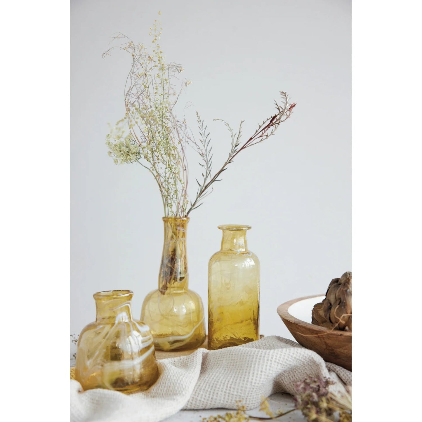 Recycled Glass Vases, Marbled Amber Color, 3 Styles - La Vie Est Belle