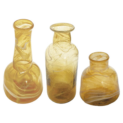 Recycled Glass Vases, Marbled Amber Color, 3 Styles - La Vie Est Belle
