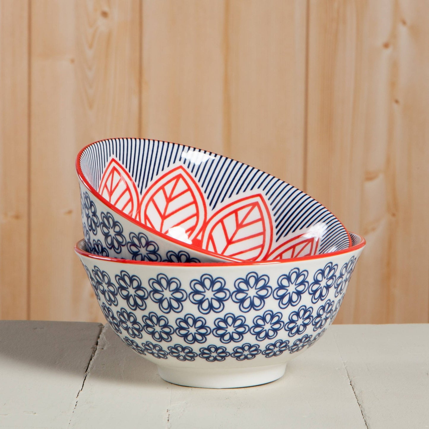 Red Floral Stamped Bowl 6 inch - La Vie Est Belle