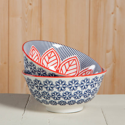 Red Floral Stamped Bowl 6 inch - La Vie Est Belle