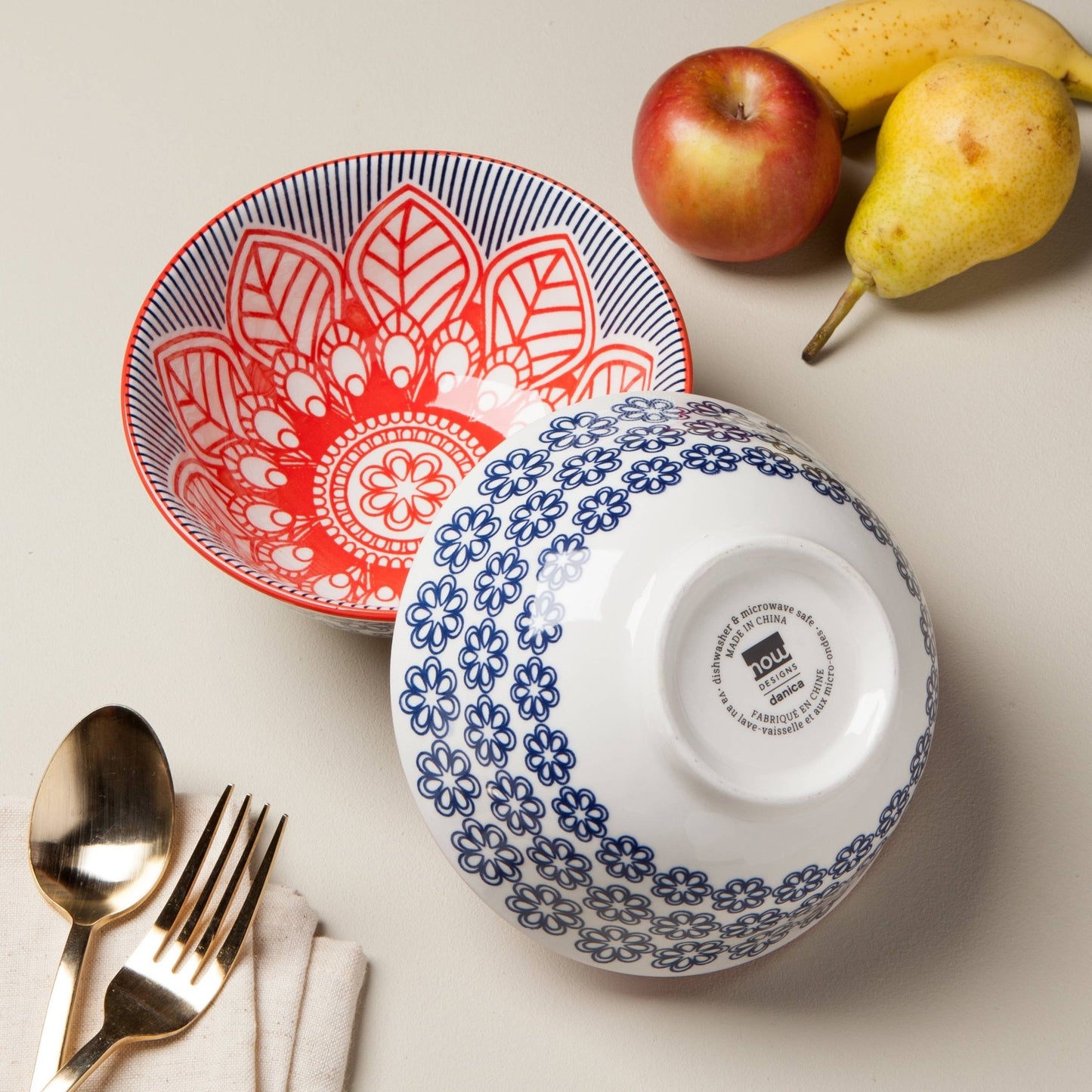 Red Floral Stamped Bowl 6 inch - La Vie Est Belle