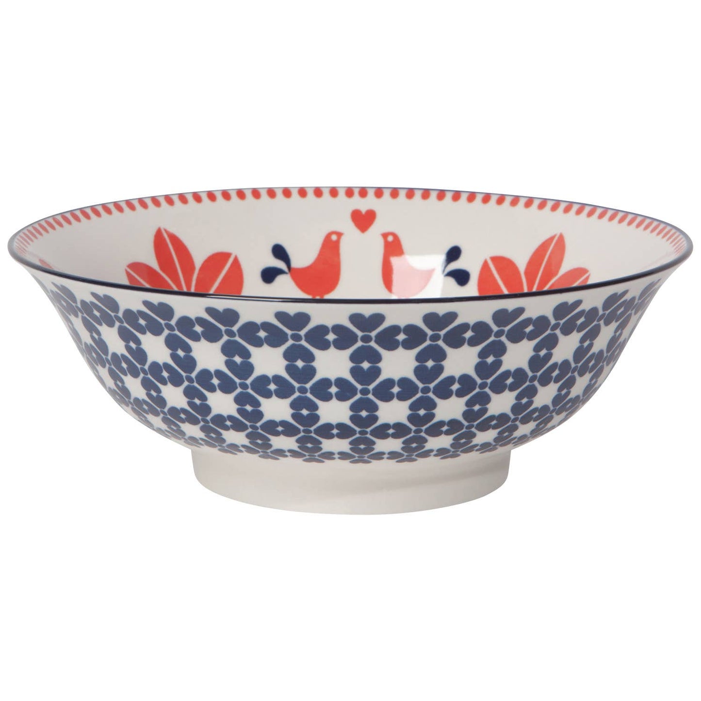 Red Navy Bird Stamped Bowl 8 inch - La Vie Est Belle