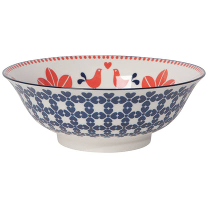 Red Navy Bird Stamped Bowl 8 inch - La Vie Est Belle