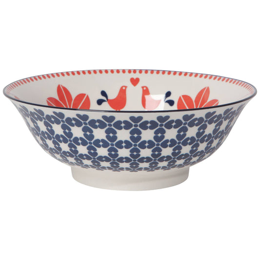 Red Navy Bird Stamped Bowl 8 inch - La Vie Est Belle