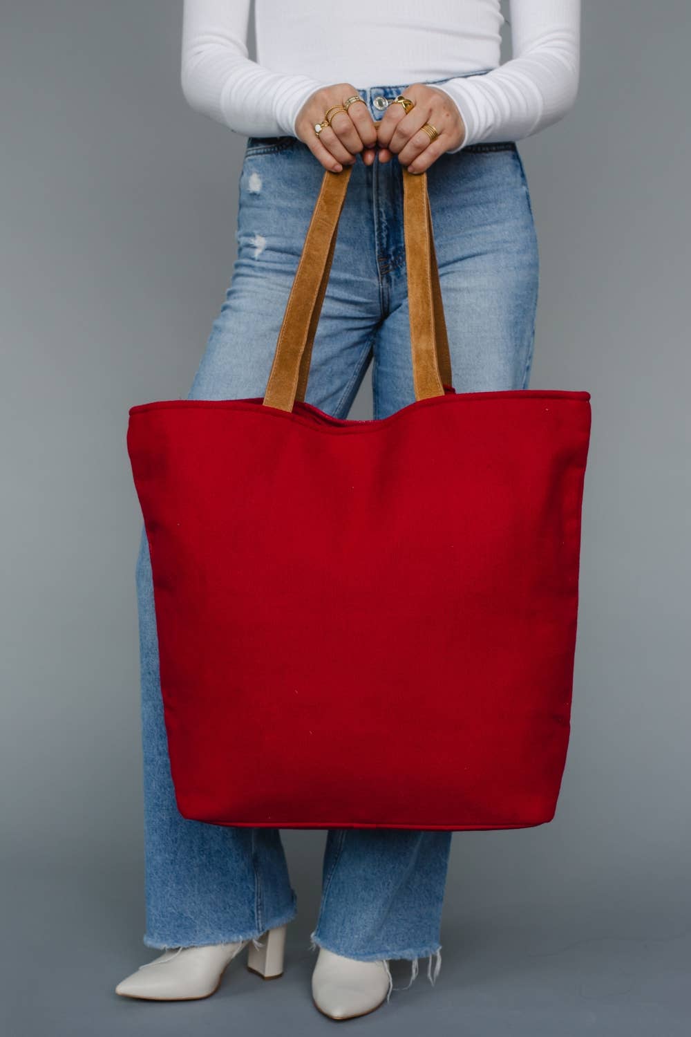 Red & White Bow Tote - La Vie Est Belle