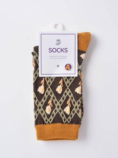 Retro Tulip Garden Jacquard Crew Socks - La Vie Est Belle