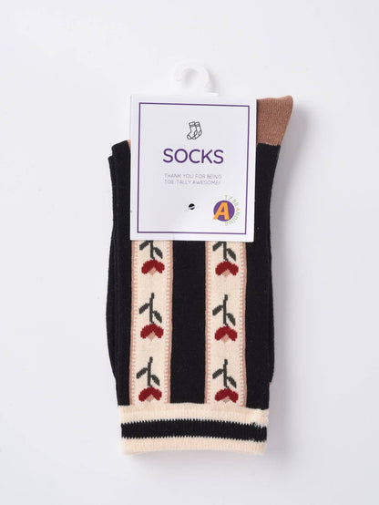 Retro Tulip Garden Jacquard Crew Socks - La Vie Est Belle