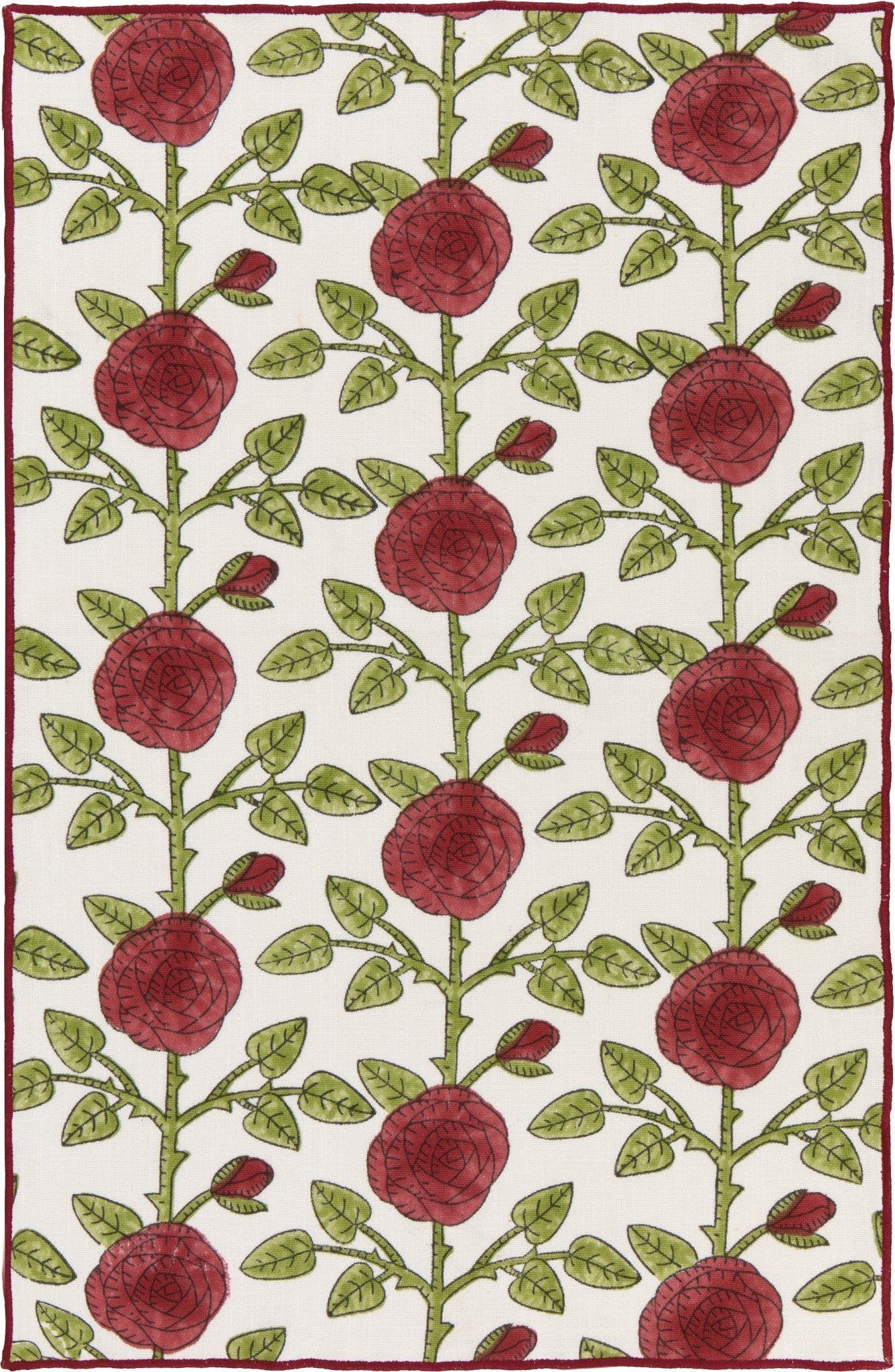 Rose Briar Block Print Dishtowel - La Vie Est Belle