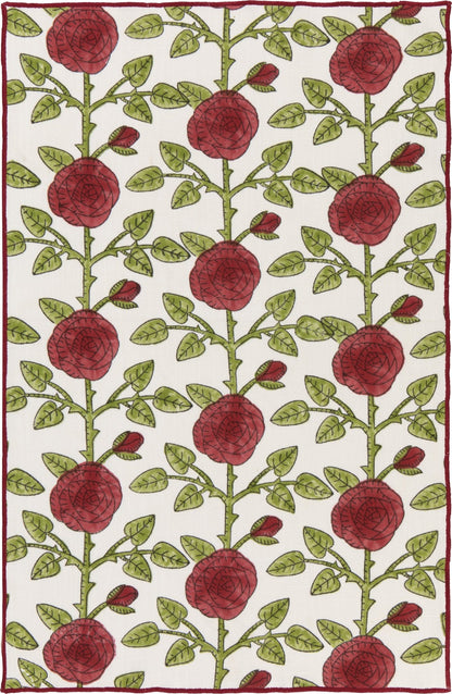 Rose Briar Block Print Dishtowel - La Vie Est Belle