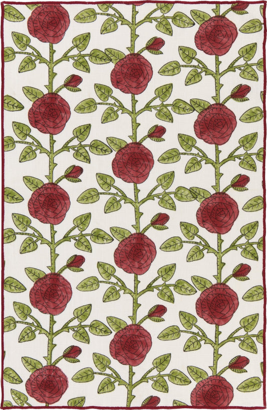 Rose Briar Block Print Dishtowel - La Vie Est Belle