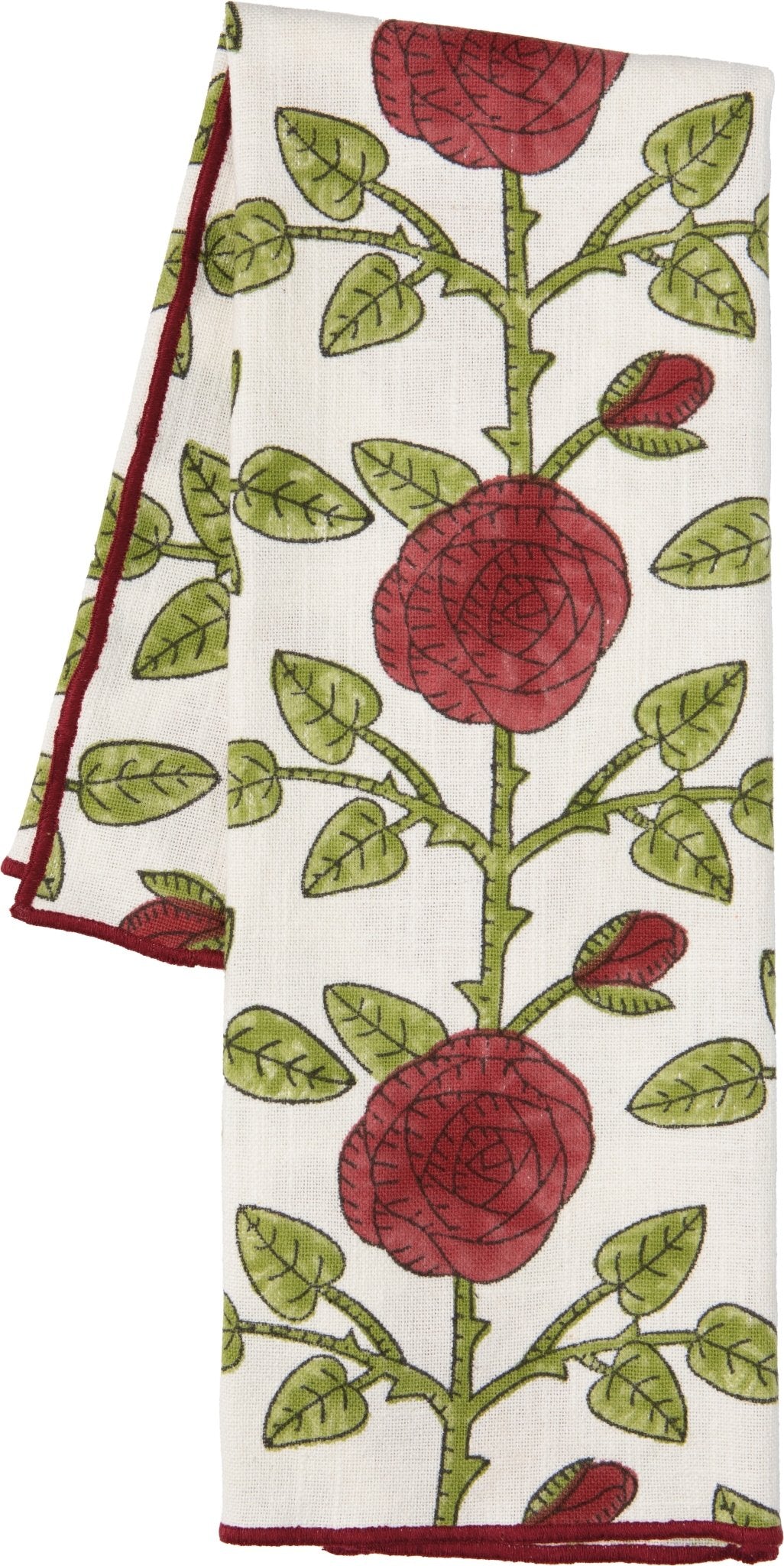 Rose Briar Block Print Dishtowel - La Vie Est Belle