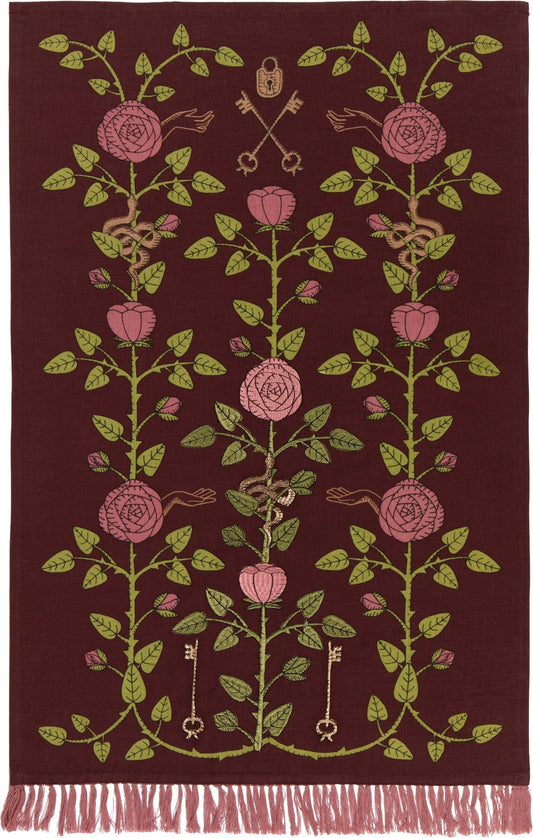 Rose Briar Embroidered Dishtowel - La Vie Est Belle