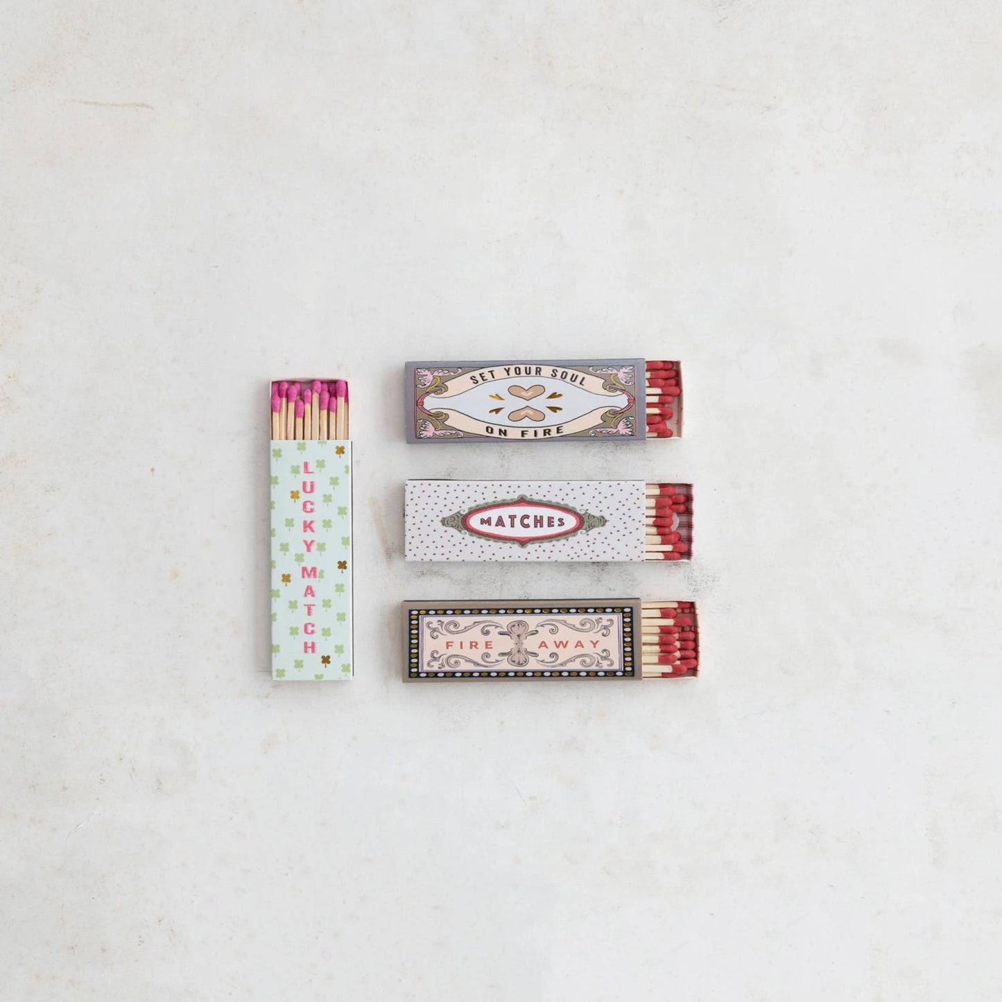 Safety Matches in Matchbox w/ Saying, 4 Styles - La Vie Est Belle