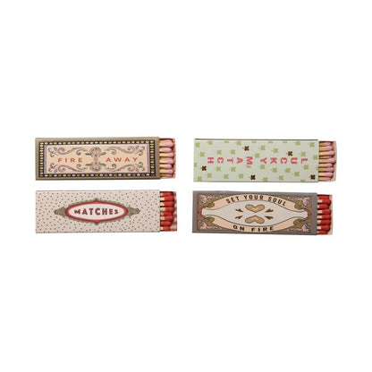 Safety Matches in Matchbox w/ Saying, 4 Styles - La Vie Est Belle