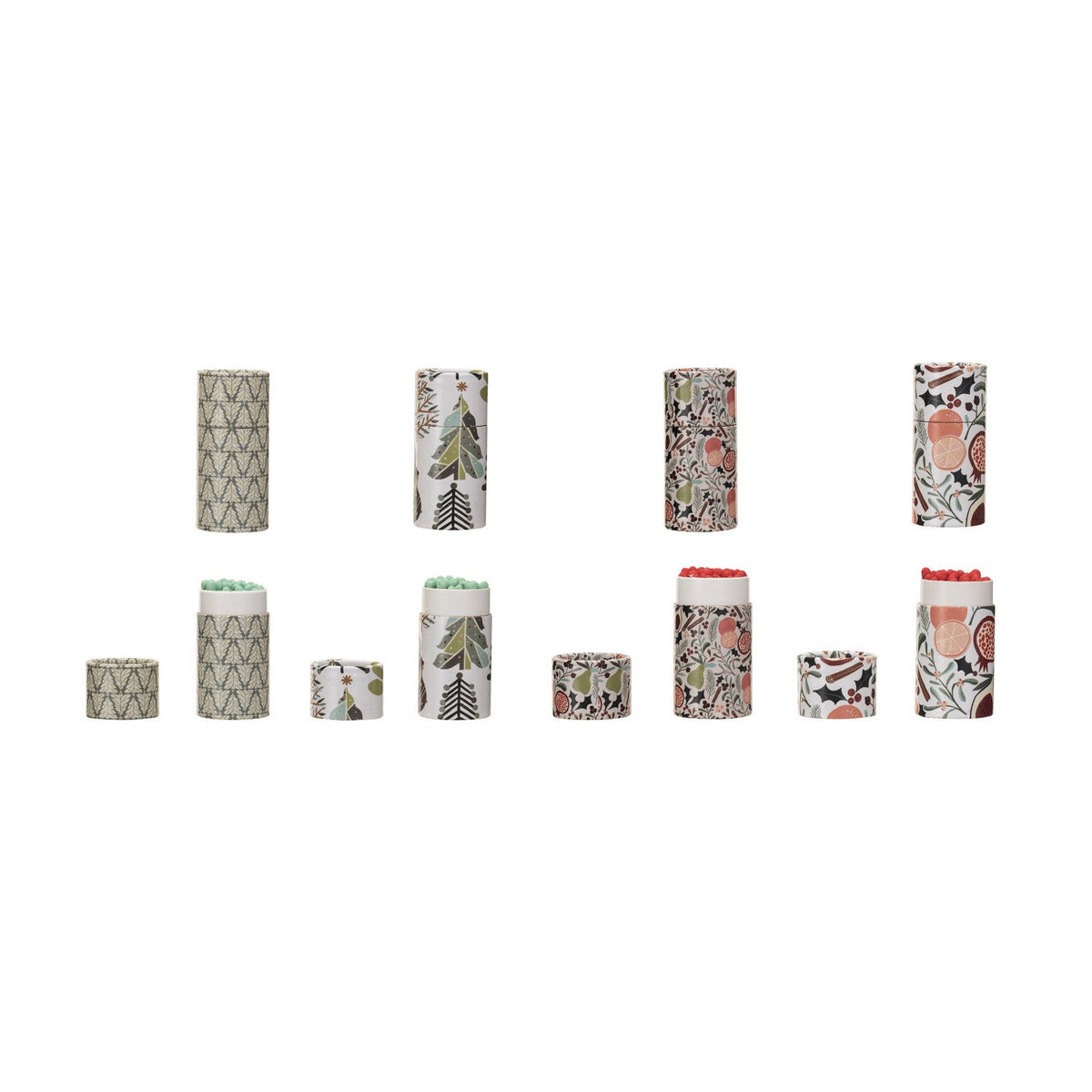Safety Matches in Tube Matchbox w/ Seasonal Pattern, 4 Styles - La Vie Est Belle