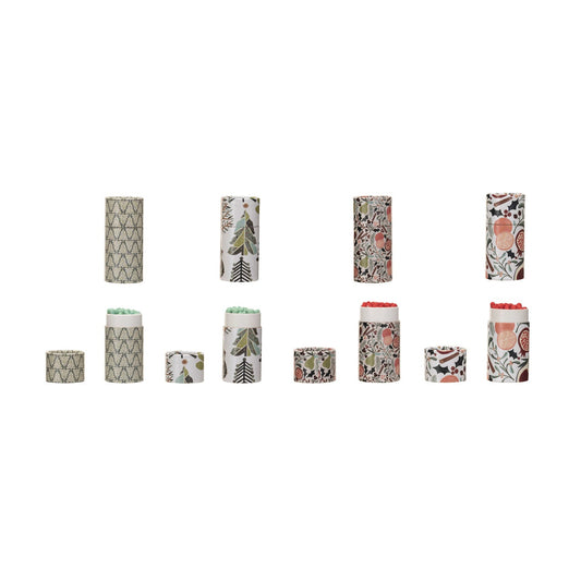 Safety Matches in Tube Matchbox w/ Seasonal Pattern, 4 Styles - La Vie Est Belle