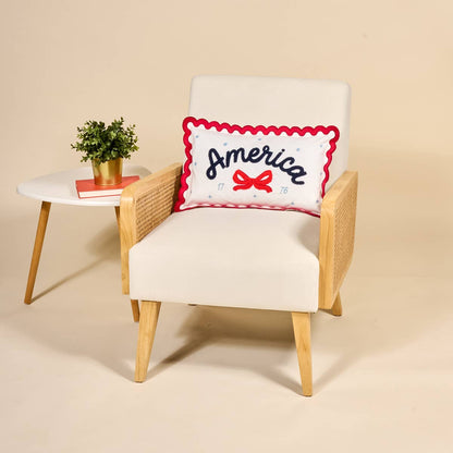Scalloped Rectangle Throw Pillow–America - La Vie Est Belle