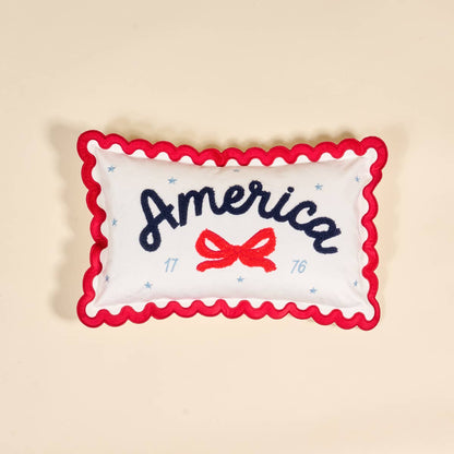 Scalloped Rectangle Throw Pillow–America - La Vie Est Belle