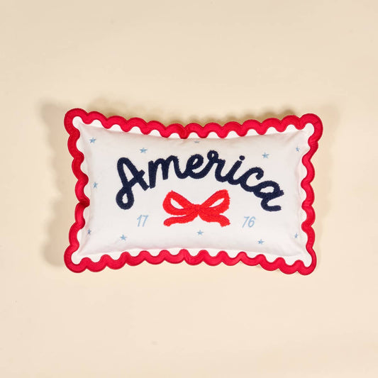 Scalloped Rectangle Throw Pillow–America - La Vie Est Belle