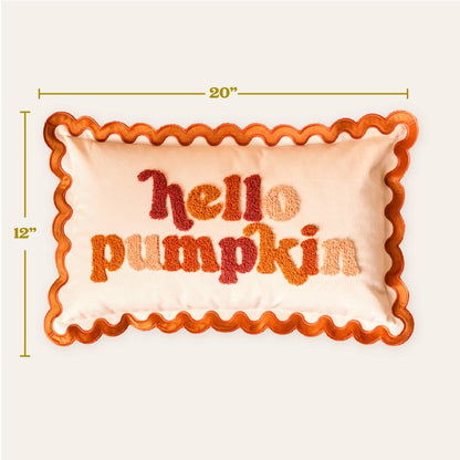 Scalloped Rectangle Throw Pillow-Hello Pumpkin - La Vie Est Belle