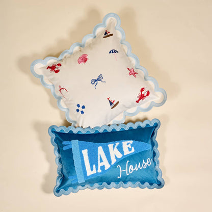 Scalloped Rectangle Throw Pillow–Lake House - La Vie Est Belle