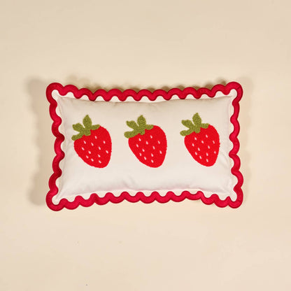 Scalloped Rectangle Throw Pillow - Strawberries - La Vie Est Belle