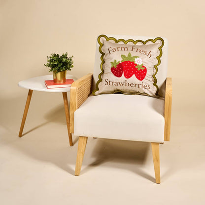 Scalloped Square Throw Pillow - Farm Fresh Strawberries - La Vie Est Belle