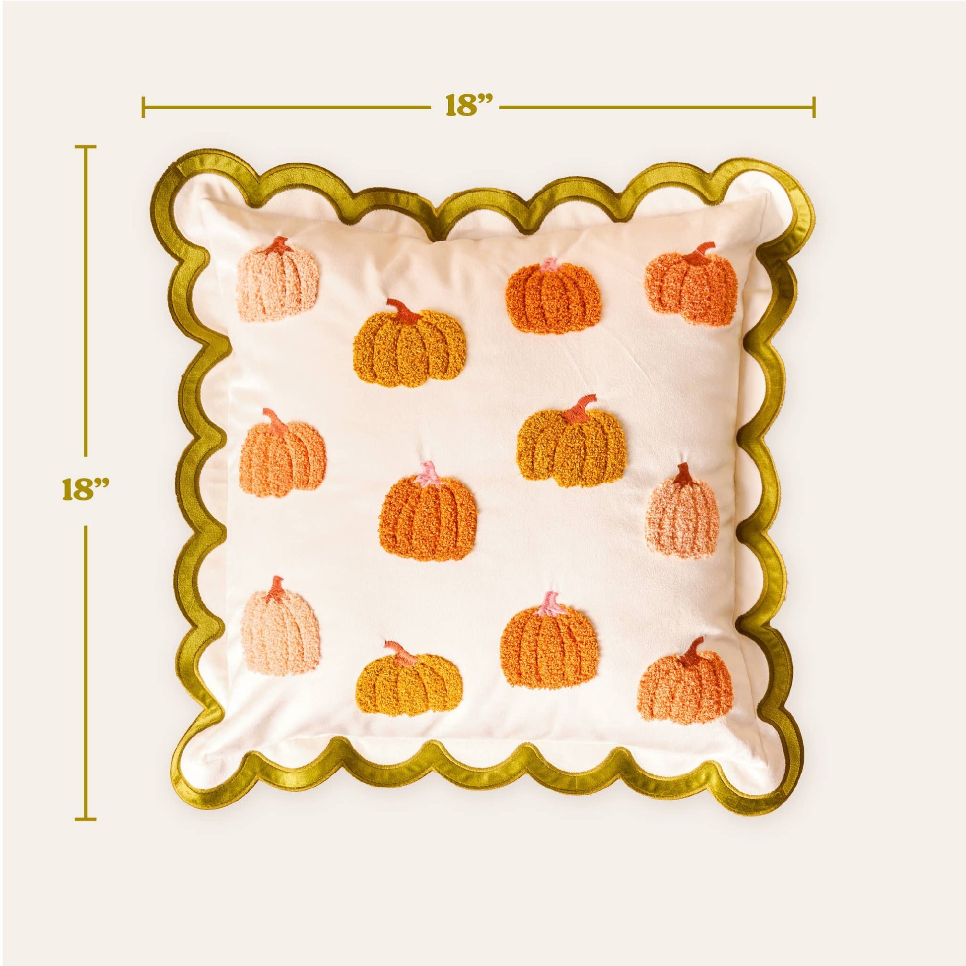 Scalloped Square Throw Pillow-Pumpkin Patch - La Vie Est Belle