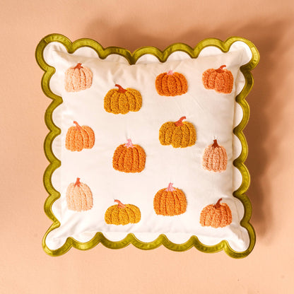 Scalloped Square Throw Pillow-Pumpkin Patch - La Vie Est Belle