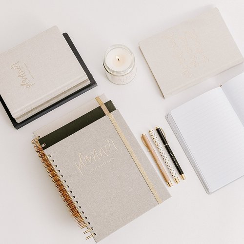 She Believed She Could Tan Fabric Journal - La Vie Est Belle