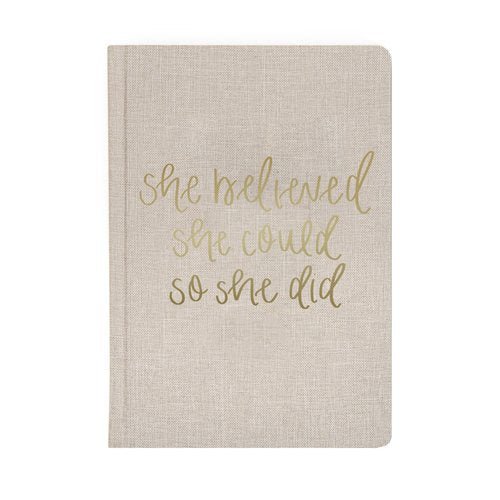 She Believed She Could Tan Fabric Journal - La Vie Est Belle