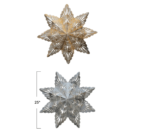Silver Paper Snowflake Ornament w/ LED Light String, 2 Sizes - La Vie Est Belle
