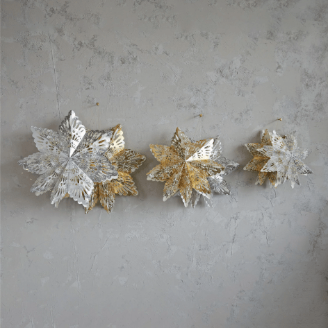 Silver Paper Snowflake Ornament w/ LED Light String, 2 Sizes - La Vie Est Belle