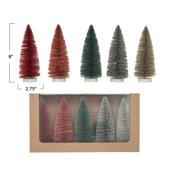 Sisal Bottle Brush Trees w/ Wood Bases - La Vie Est Belle