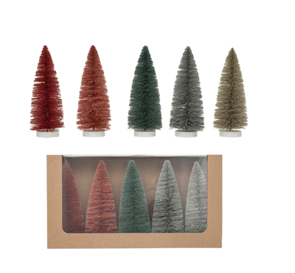 Sisal Bottle Brush Trees w/ Wood Bases - La Vie Est Belle