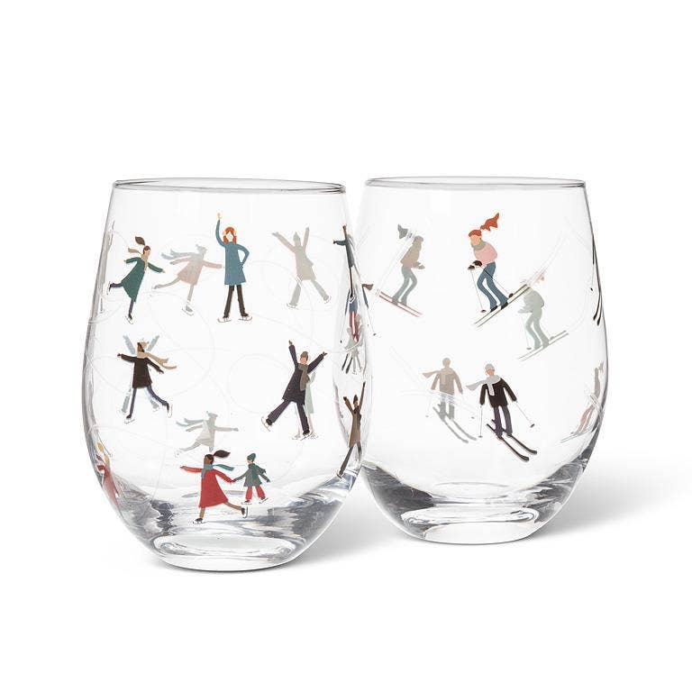 Skaters Stemless Wine Glass - La Vie Est Belle