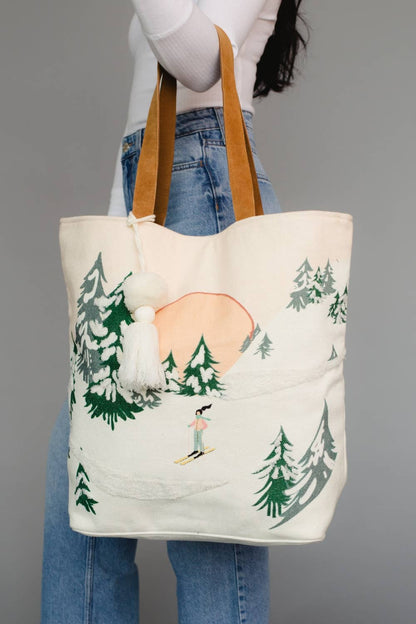 Skiing Person Tote - La Vie Est Belle