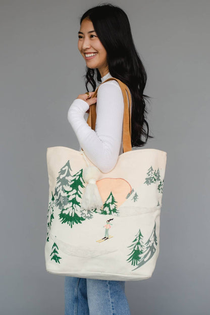 Skiing Person Tote - La Vie Est Belle