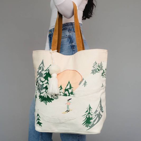 Skiing Person Tote - La Vie Est Belle