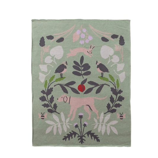 Small Blanket with Botanicals & Animals - La Vie Est Belle