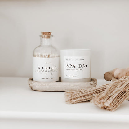 Small Rustic Wood Tray - Holds Sweet Water Decor Candles and Matches - La Vie Est Belle