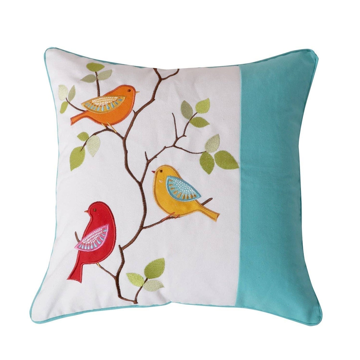 Sophia Pieced Embroidered Bird Pillow - La Vie Est Belle