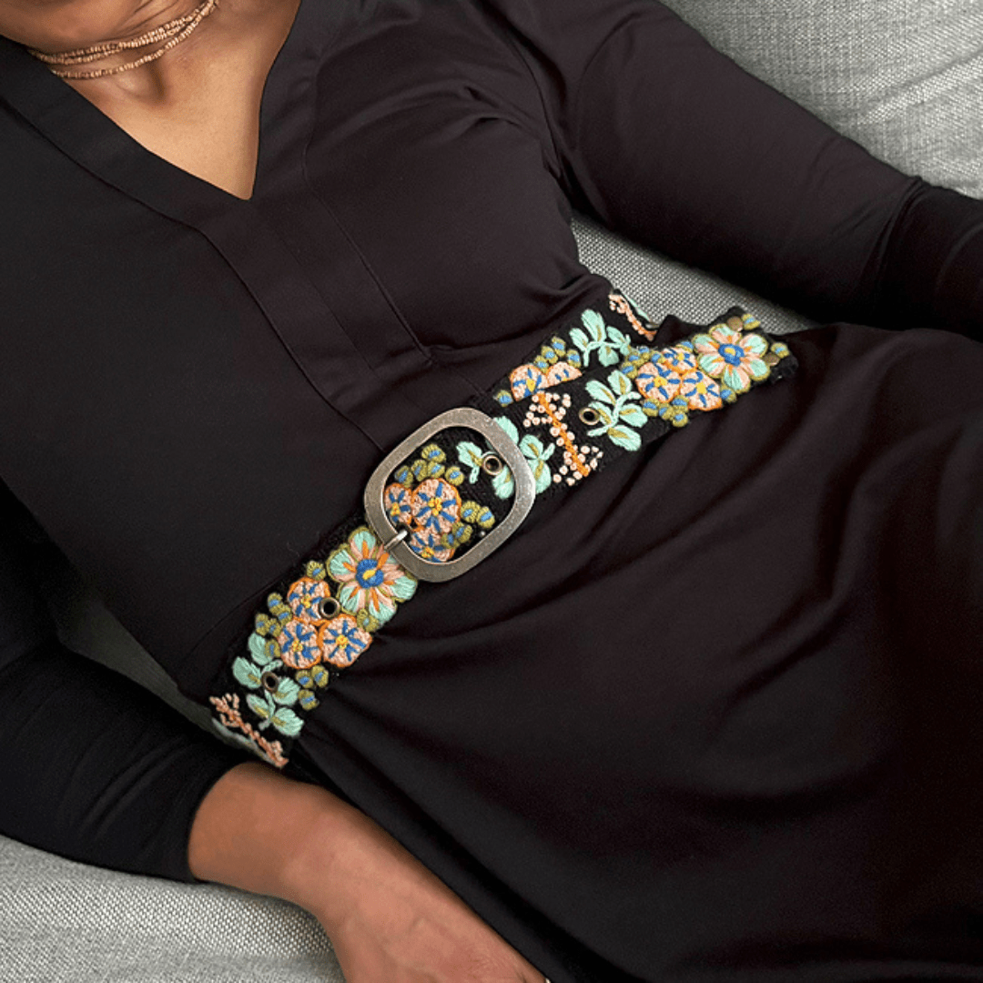 Southwest Walkabout Embroidered Wool Belt - La Vie Est Belle