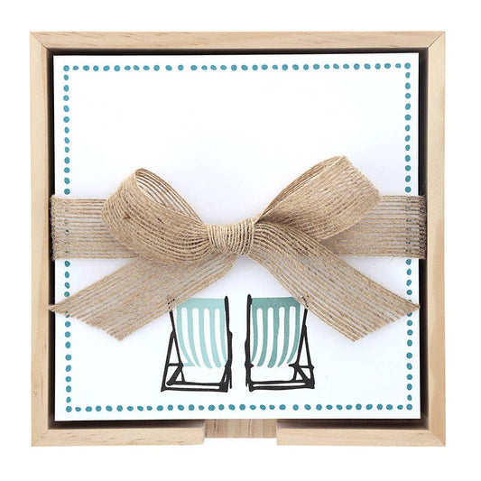 Square Notepaper with Acrylic Tray - Beach Chairs - La Vie Est Belle