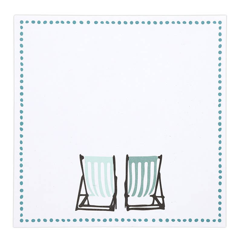 Square Notepaper with Acrylic Tray - Beach Chairs - La Vie Est Belle