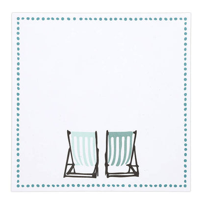 Square Notepaper with Acrylic Tray - Beach Chairs - La Vie Est Belle